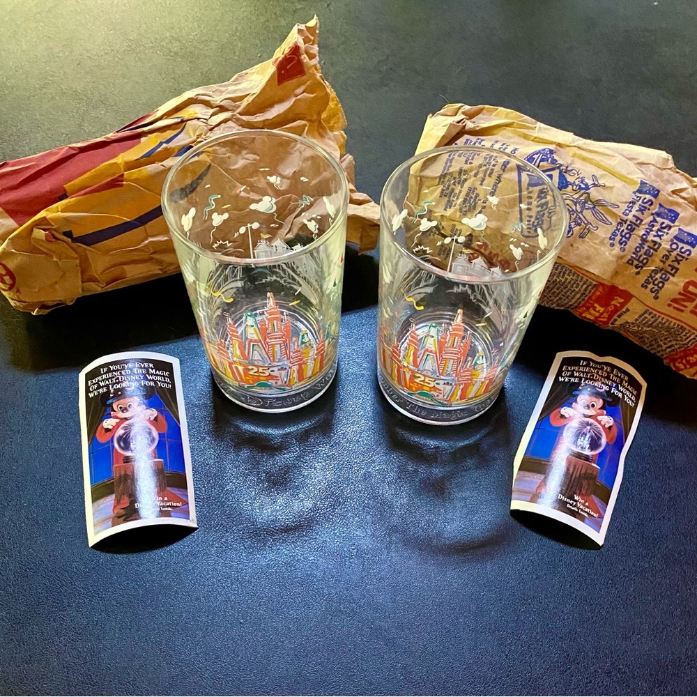 🔥McDonald’s Walt Disney 25th Anniversary Glasses - 1996 - with original bags🔥